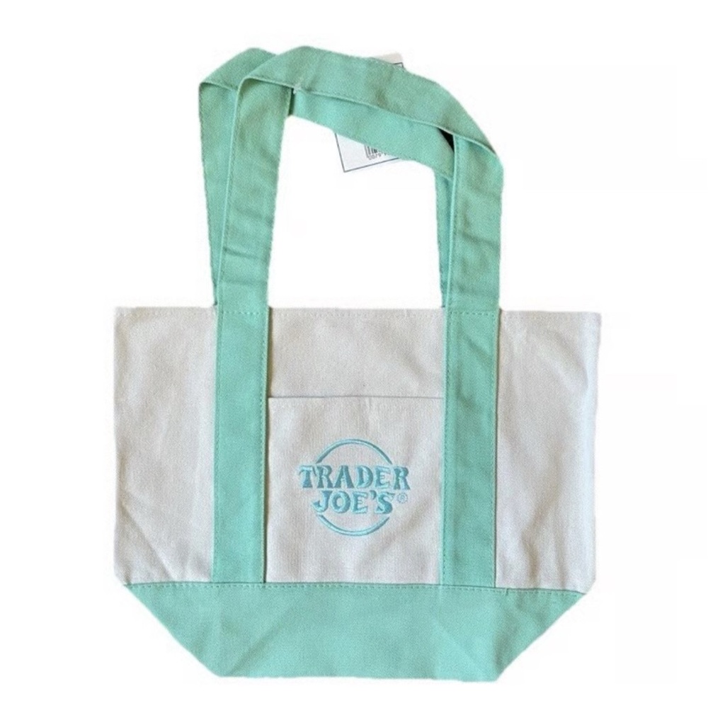 Trader Joe's Mint and Cream Tote Bag